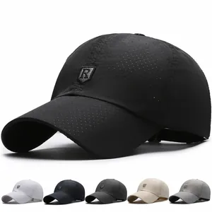 Summer Outdoor Quick Drying Mesh Breathable Sunscreen Baseball Cap With R Letter Logo For Men Women Adjustable Casual Sport Hat
