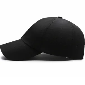 Breathable black outdoor sports baseball cap with laser-cut mesh and curved brim