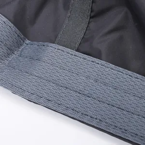 Quick-dry baseball cap with detailed stitching on the black nylon fabric and grey strap