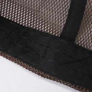 Brown high crown mesh baseball cap with breathable cellular fabric and embroidery detail