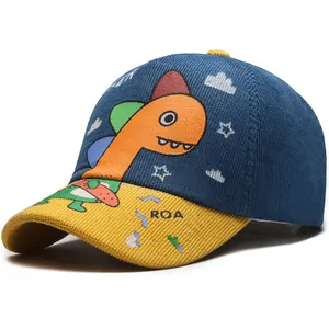 Kinder Cartoon Dinosaurier Bestickte Baseballkappe Cord Farbblock Sonnenschutz Hut Für Jungen Mädchen Verstellbare Outdoor Reise Kappe