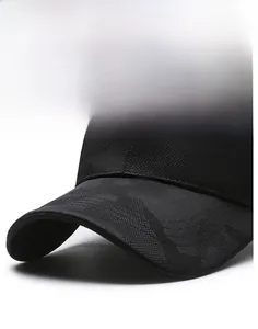 Detail of the rigid hat brim featuring durable textured fabric and reinforced stitching