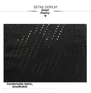 Détail du tissu en maille respirante avec perforations laser sur casquette noire