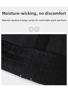 Close-up of the wide moisture-wicking sweatband inside a black vintage baseball cap