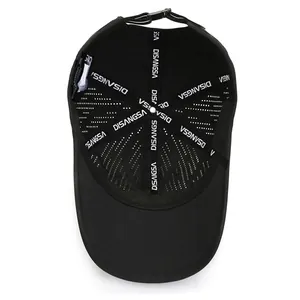 Casquette de baseball noire à séchage rapide avec maille respirante et boucle réglable