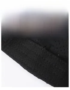 Close-up of moisture-wicking sweatband and breathable mesh detail on the black sports cap