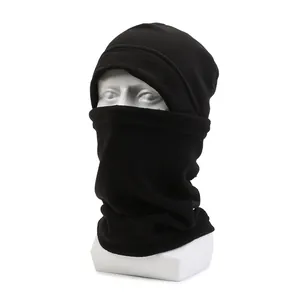 Ensemble bonnet et tour de cou en polaire noire pour homme, idéal pour l'hiver