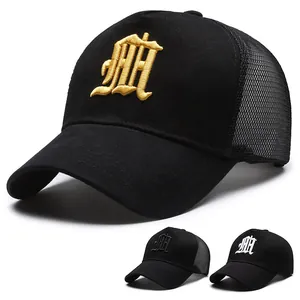 Casquette Trucker Unisexe Décontractée Avec Broderie Lettres Gothiques Casquette Baseball Filet Respirante Protection Solaire Réglable Streetwear