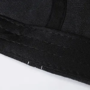 Black vintage washed cotton baseball cap with American style letter embroidery on white background