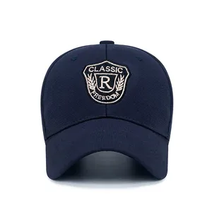 Classic dark blue baseball cap with gold 'R' embroidery and structured curved brim