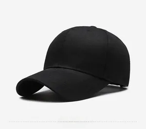 Side view of a 6-panel black cotton twill baseball cap showing its structured profile