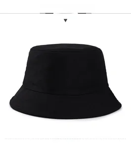 Front view of a minimalist black cotton bucket hat featuring durable multi-row brim stitching