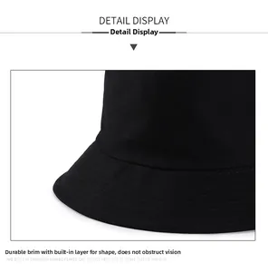 Detail of sturdy bucket hat brim with built-in interlayer for shape and clear vision