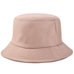 Classic khaki cotton bucket hat for outdoor hiking featuring breathable eyelets