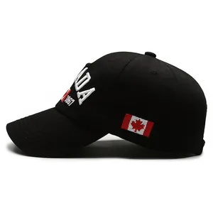 Zwarte katoenen baseballpet met Canada 1867 borduursel en Canadese vlag patch