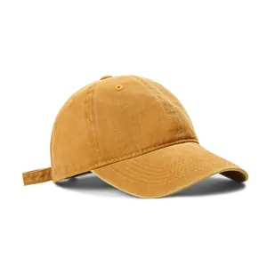 Klassieke gewassen katoenen baseballcap in gembergeel met verstelbare band achteraan