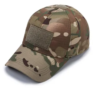 Tactical Multicam baseball cap with Velcro patch area and ripstop fabric on white background