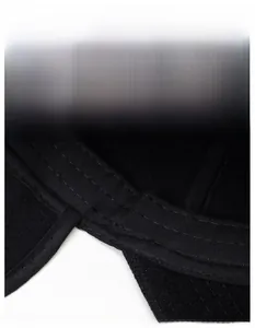 Detail view of the black baseball cap showing the widened moisture-wicking sweatband inside