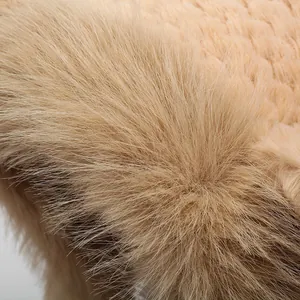 Plush faux fur scarf with cat ears in beige thick soft material for winter warmth