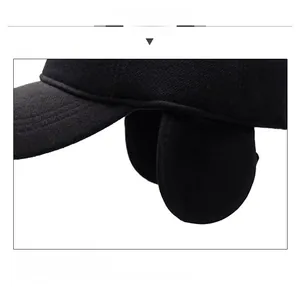 Detail view of winter baseball cap ear flaps with premium stitching and warm lining