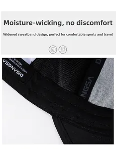 Close-up of moisture-wicking widened sweatband inside a black baseball cap