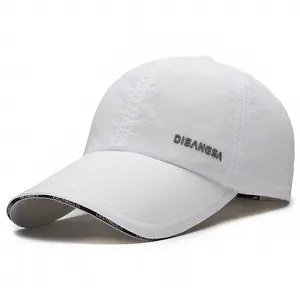 Waterproof quick-dry white baseball cap with side brand logo and sport design