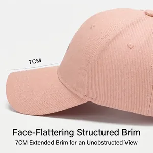 Pink striped baseball cap with embroidery and a 7cm brim for outdoor sun protection
