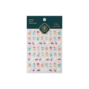 Stereo 3D nail art stickers with frosted lines and colorful summer ice cream patterns