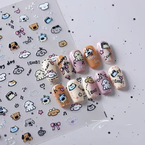 Détails d'autocollants nail art chien M-625 avec motifs gaufrés laser dorés