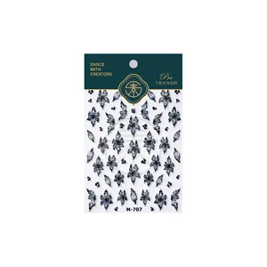 Luxus Laser Schmetterling und Blumen Nagelaufkleber M-707 mit Gold-Finish