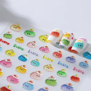 Ins style 3D jelly nail stickers with cute cartoon eyes and Duang letters design