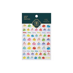 Colorful 3D cute face nail art stickers with glossy resin drops and cartoon eyes M-666