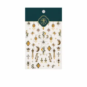Adesivi per unghie vintage opachi con stampa in oro e motivi barocchi n. M-676