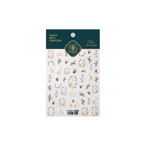 Stickers ongles 3D autocollants avec lapins mignons et motifs de fleurs aquarelle