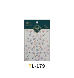 Macro detail of TL-179 3D butterfly nail art stickers with blue purple gradients