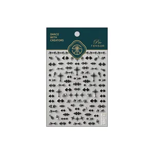 Stickers ongles papillon 3D mats avec motifs de nœuds chinois et perles TL-165