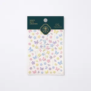3D relief macaron butterfly and floral nail art stickers M-483 in sweet pastel colors