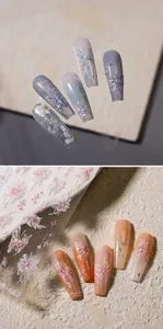 Detail von 3D-Nagelstickern mit Schmetterlingsrelief und feinen Farbverläufen
