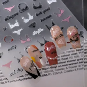 Minimalist 5D nail art stickers with elegant lingerie and lace patterns for women