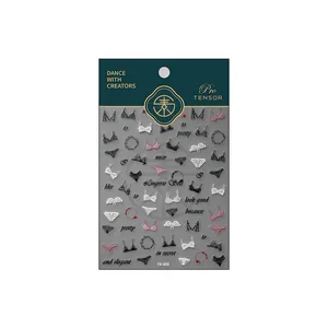 5D ultra-thin nail art stickers TK-008 with lingerie patterns in black and white