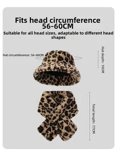 Detail shot showing 56-60cm head circumference and dimensions for leopard winter set