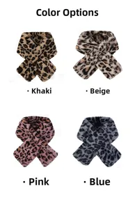 Close-up of leopard print faux fur scarves in khaki, beige, pink and blue tones