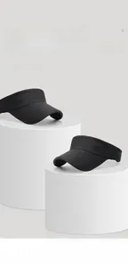 Detail of breathable honeycomb mesh stitching on black summer sun visor running hat