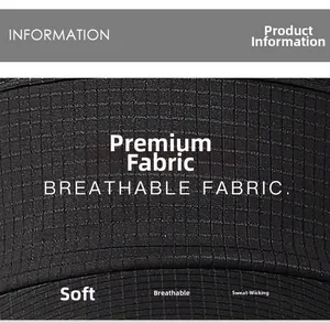 Detail of breathable black ripstop fabric showing moisture-wicking texture for running hats