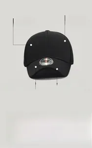 Detail of black baseball cap showing the 57-58cm size label and elastic sweatband