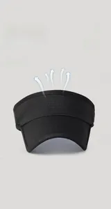 Close-up of black breathable mesh fabric on a lightweight outdoor sports sun visor