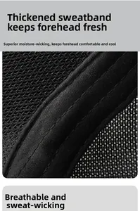 Detail of thickened moisture-wicking sweatband and breathable mesh lining of the cap