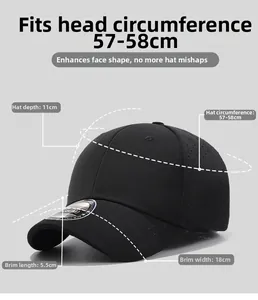 Short brim baseball cap sizing details with laser-cut holes and 5.5cm brim length