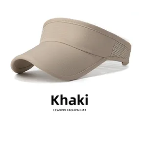 Khaki visor hat featuring checkered texture and breathable mesh side panels