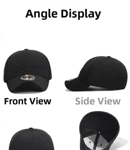 Vues multi-angles d'une casquette de baseball noire avec broderie et détails de taille